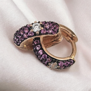 Orecchini " cerchi " in argento rose '