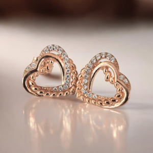 Orecchini " cuore " in argento rose'