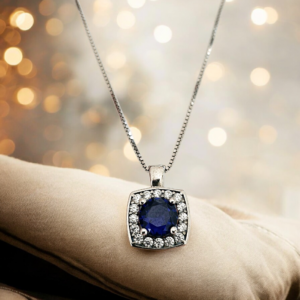 Collana punto luce con zircone blu