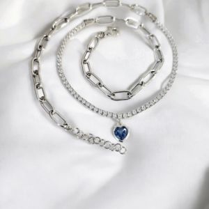 Collana " tennis ' piu catena con pendente