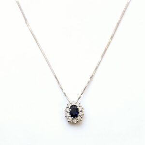 Collana in oro 18 kt con diamanti e zaffiro