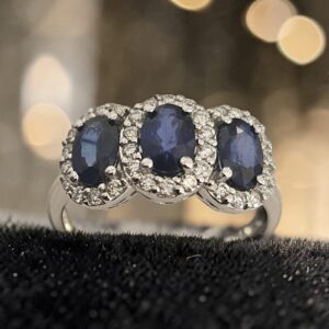 Anello " trilogy " con Diamanti e Zaffiri n