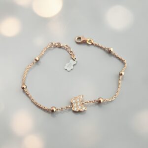 Bracciale Nanan bambina in argento rosé con farfalla centrale