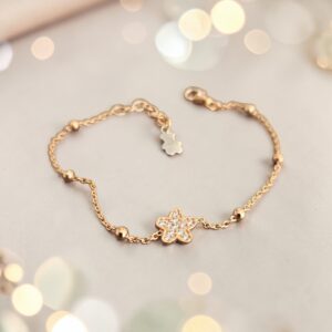 Bracciale Nanan in argento rosé con fiore centrale