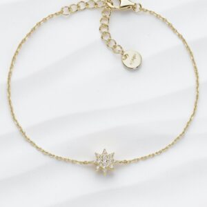 Bracciale Amen in argento dorato con stella e pave' di zirconi