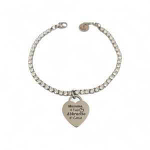 Bracciale tennis festa della mamma con incisione "Mamma il tuo abbraccio è casa"