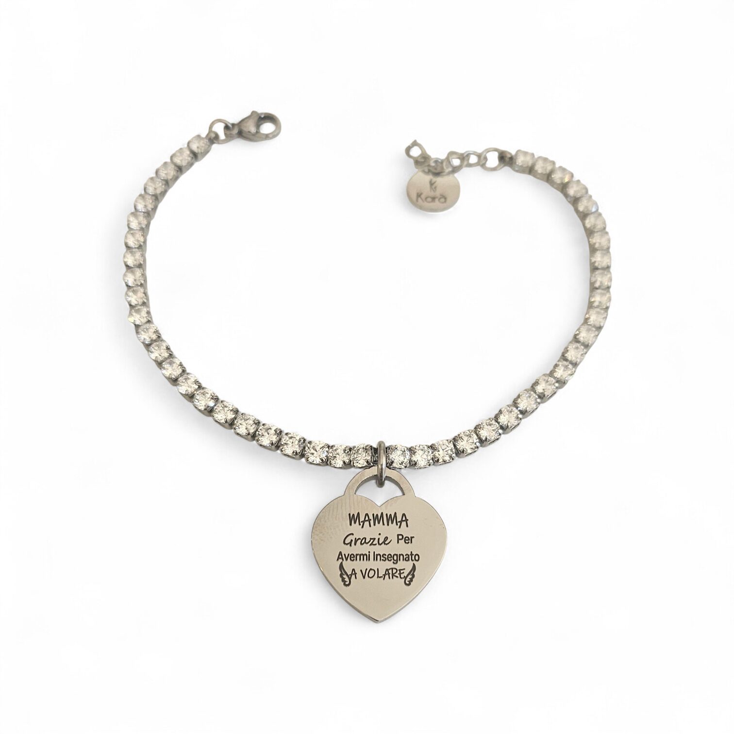 Bracciale festa della mamma con incisione "Mamma grazie per avermi insegnato a volare"