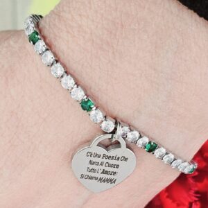 Bracciale festa della mamma con incisione "C'è una poesia che narra al cuore tutto l' amore: si chiama Mamma"
