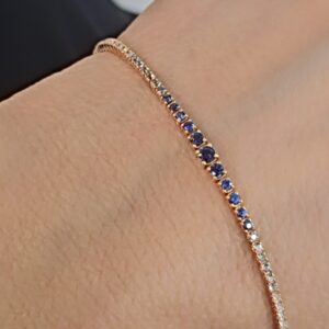 Bracciale Tennis DD DELUCCHI in oro rosa con zaffiri e diamanti