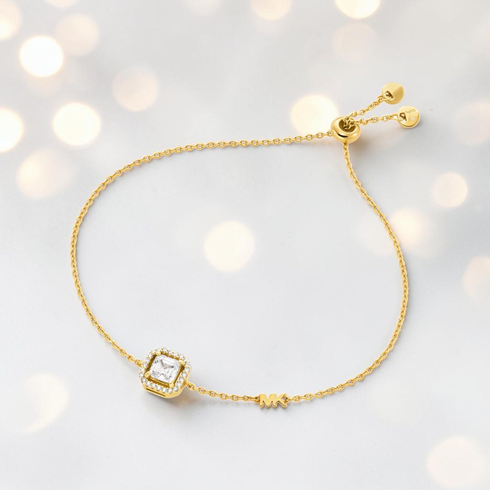 Bracciale Michael Kors Geometrico in Argento 925 Dorato con Zircone Taglio Princess – Stile Moderno e Femminile