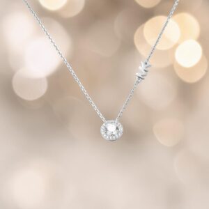Collana "Michael Kors" in Argento 925 Rodiato con Zircone Pavé e Iniziali "MK"