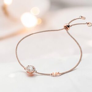 Bracciale da Donna in Argento 925 Rose Gold con Pavé di Zirconi – Stile Minimal Chic