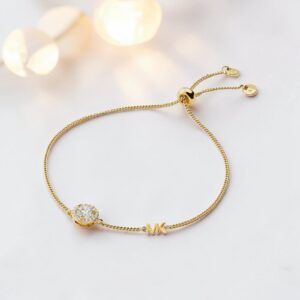 Bracciale Michael Kors Minimal in Argento 925 con Punto Luce Circolare e Dettaglio Logo MK