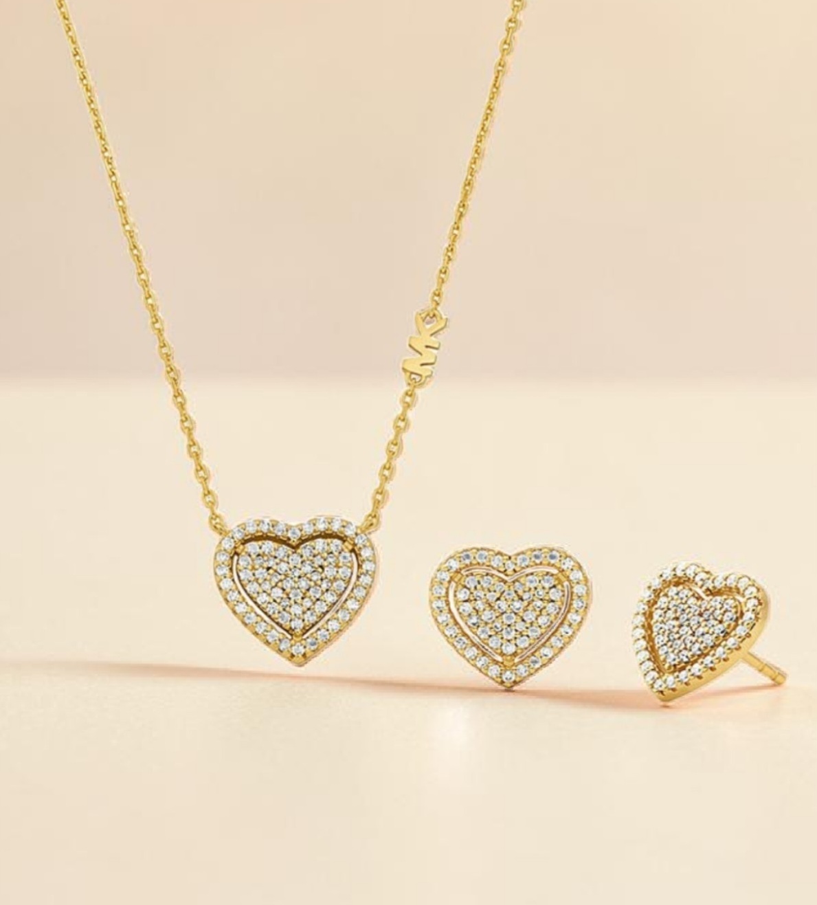 Set Cuori Michael Kors composto da collana e orecchini dorati