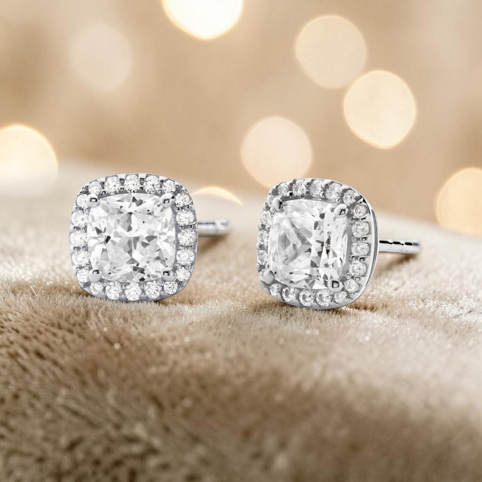 Orecchini Michael Kors Punti Luce Quadrati Cushion Cut in Argento Rodiato 925
