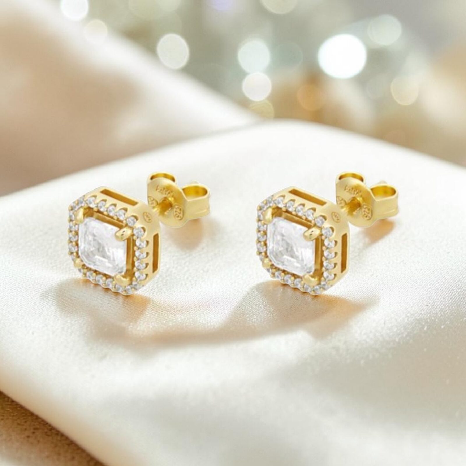 Orecchini Michael Kors Quadrati in Argento 925 Placcato Oro Giallo