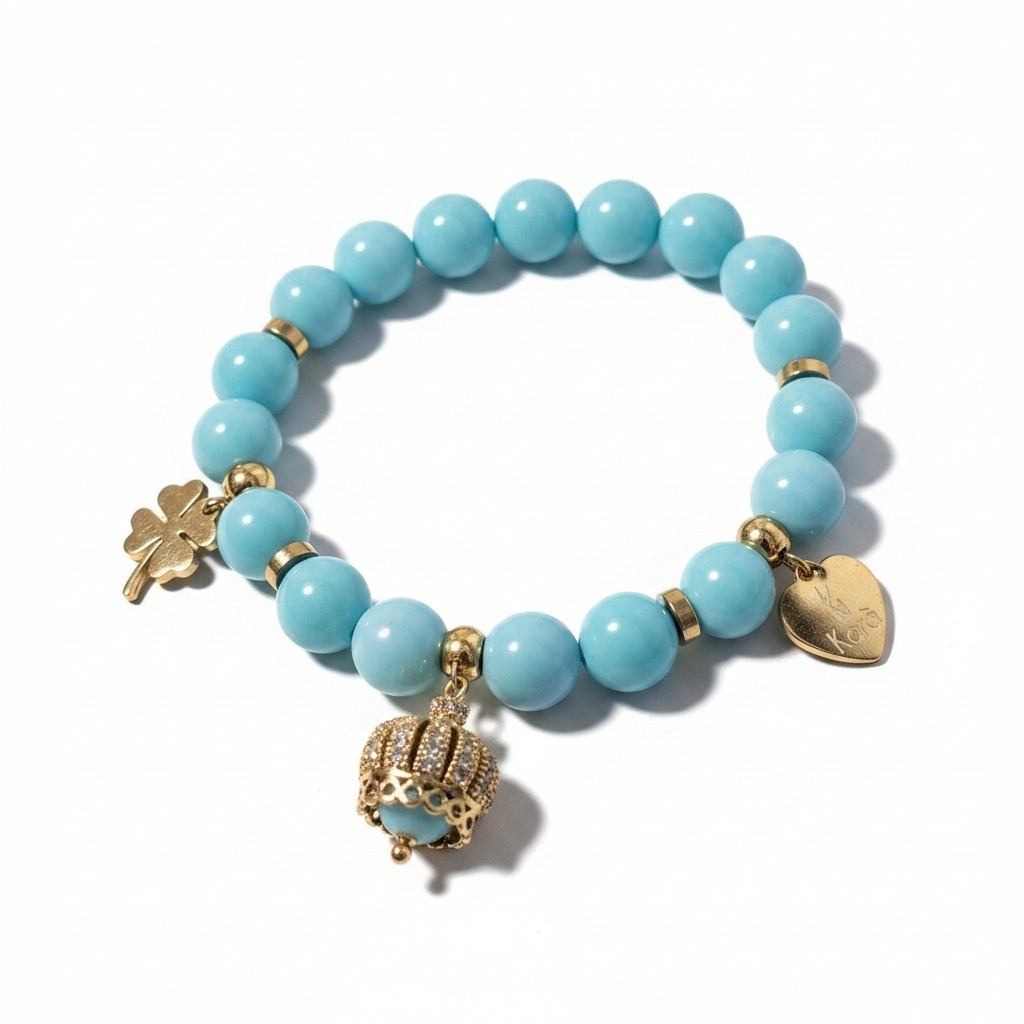 Bracciale " Kara' " con pietre naturali pasta di turchese - immagine 3