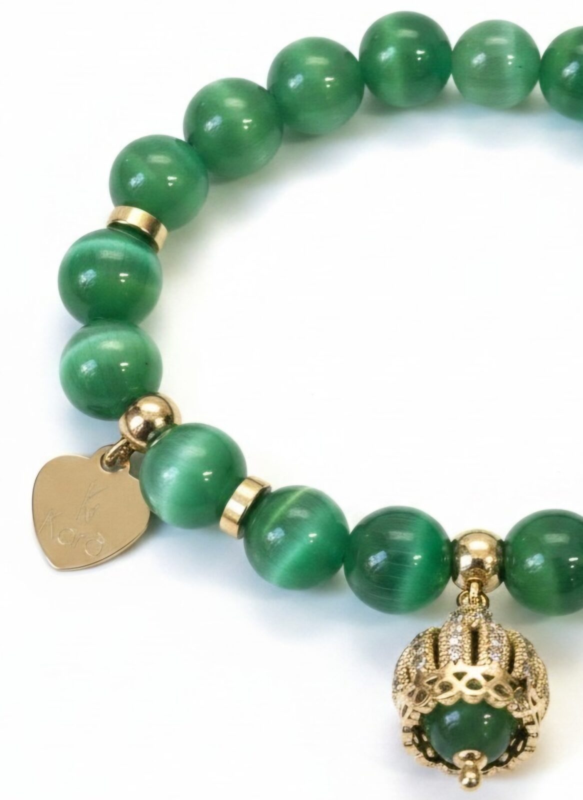 Bracciale "Kara' "con pietre naturali Occhio di gatto verde - immagine 3