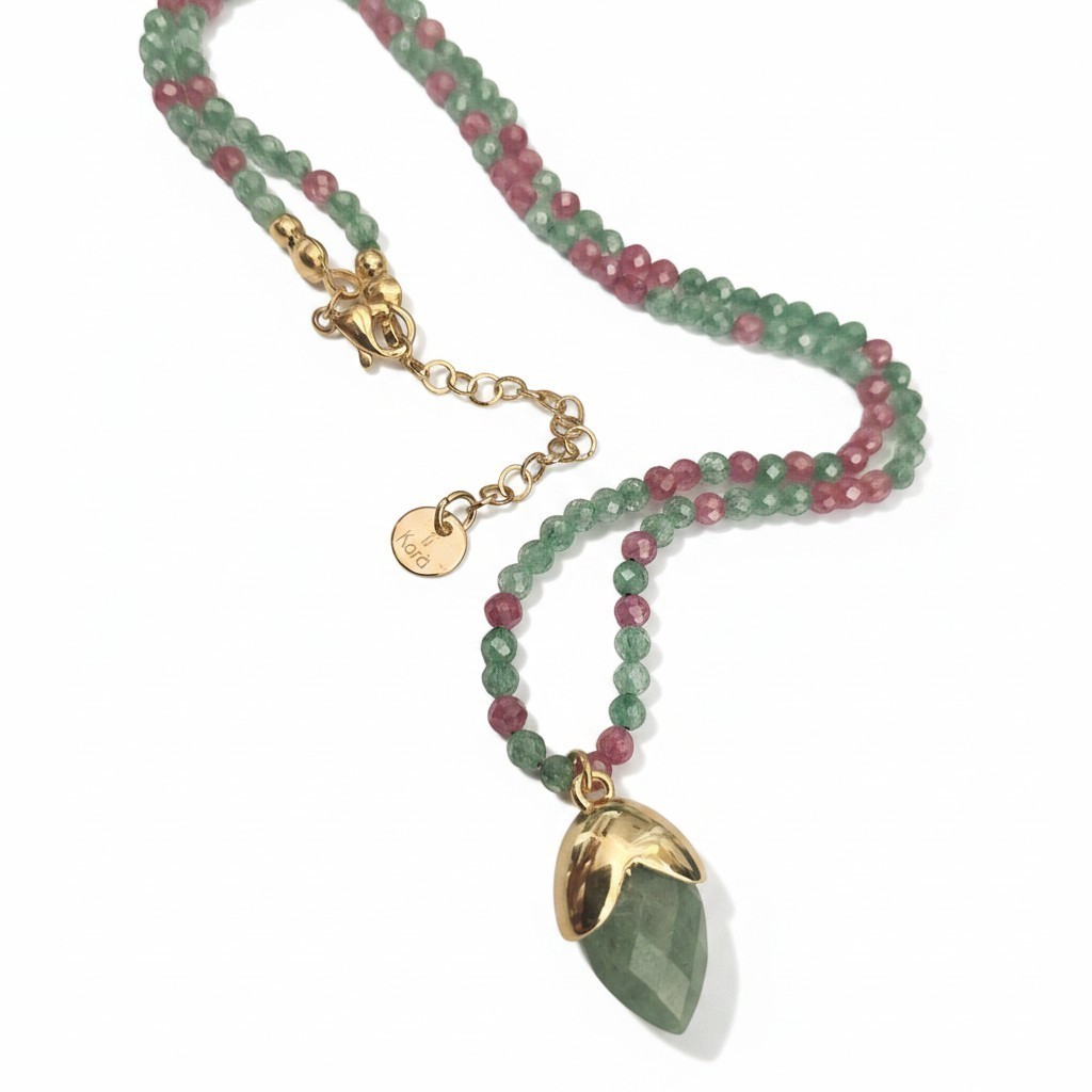 Collana girocollo " Luce di smeraldo "in zirconi sfaccettati con pendente a goccia - immagine 3