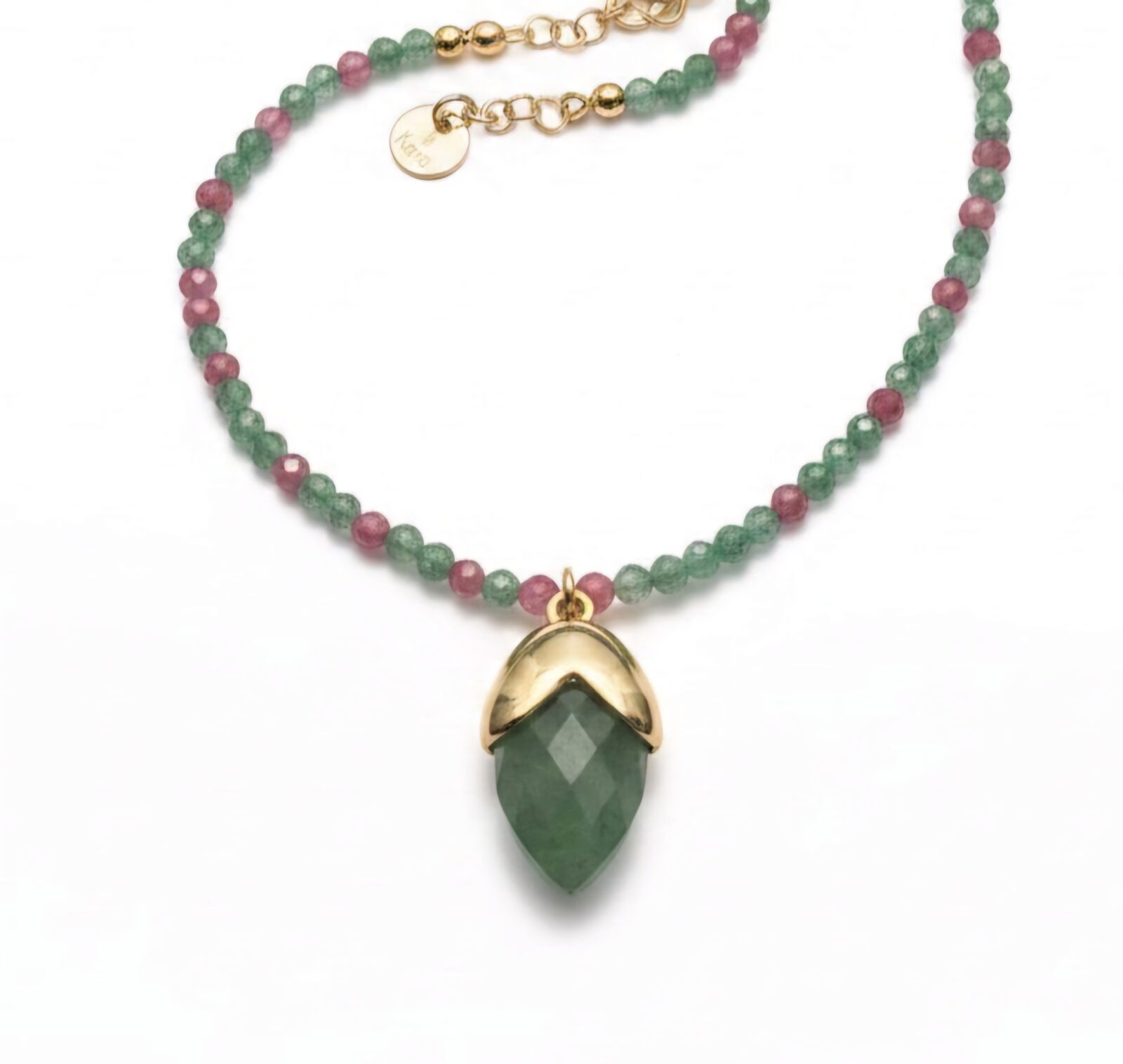 Collana girocollo " Luce di smeraldo "in zirconi sfaccettati con pendente a goccia