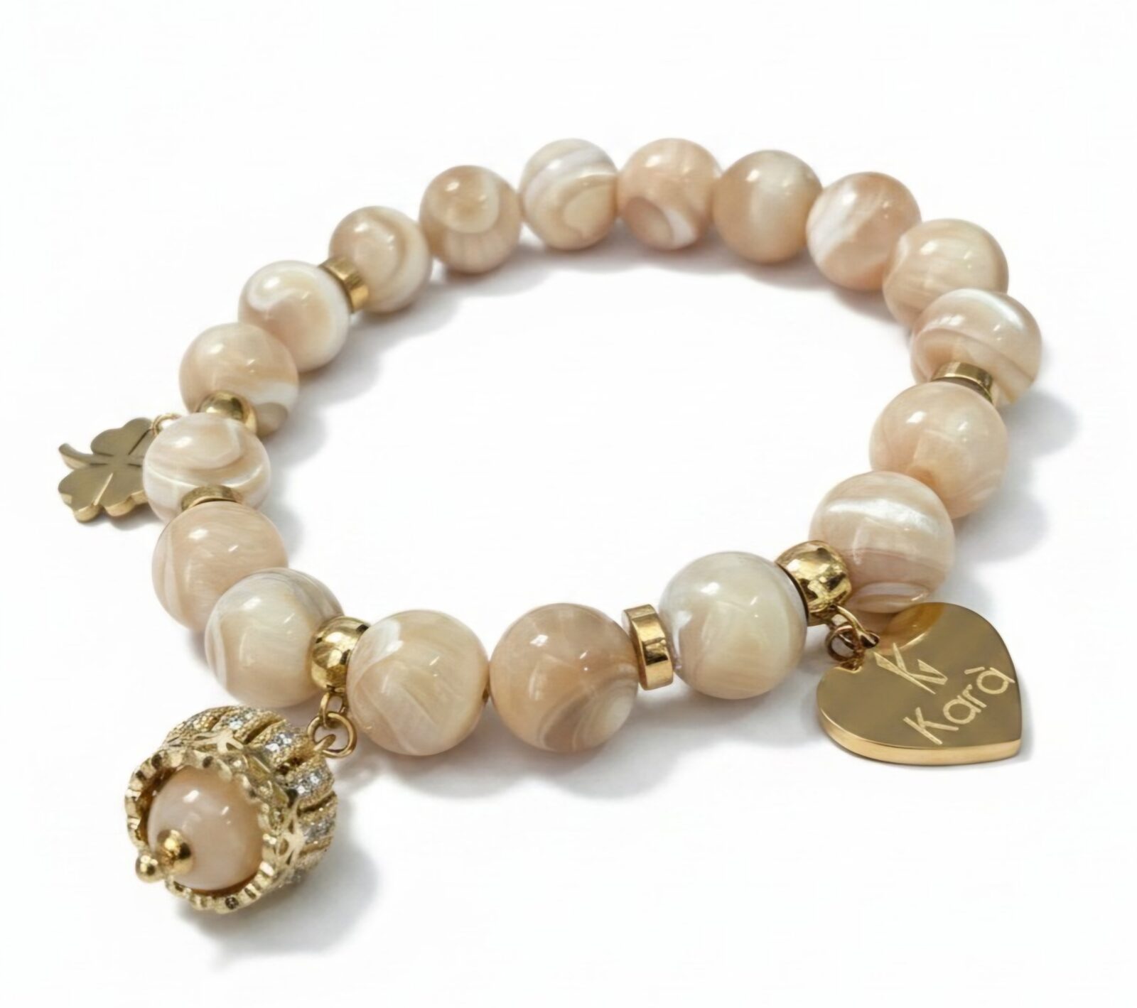 Bracciale elastico Karà-Madreperla cappuccino - immagine 6