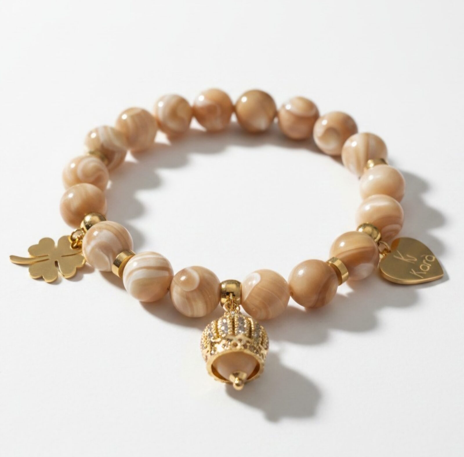 Bracciale elastico Karà-Madreperla cappuccino