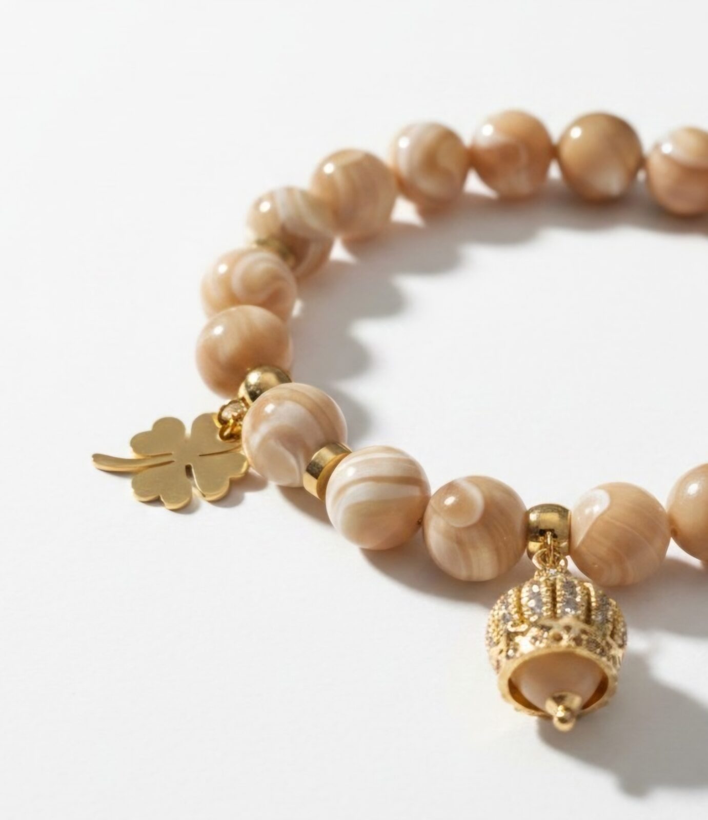 Bracciale elastico Karà-Madreperla cappuccino - immagine 4