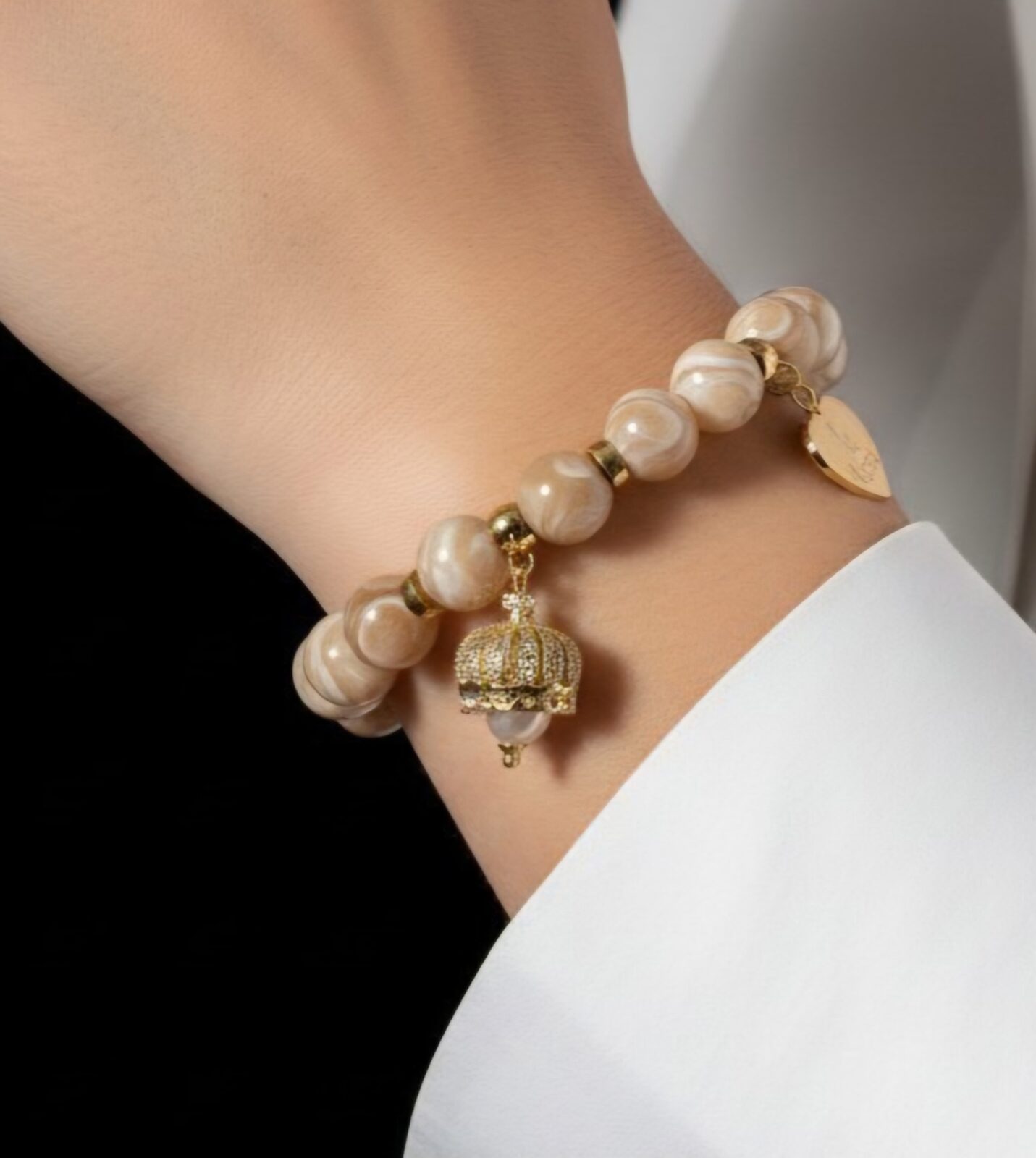 Bracciale elastico Karà-Madreperla cappuccino - immagine 3