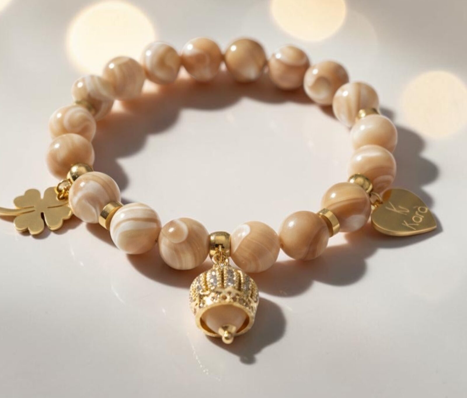 Bracciale elastico Karà-Madreperla cappuccino - immagine 7
