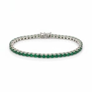 Bracciale Tennis in Argento 925 con Zirconi Verde Smeraldo