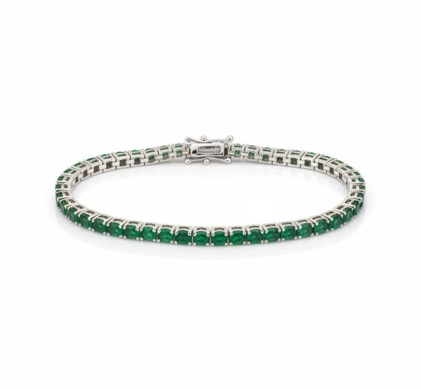 Bracciale Tennis in Argento 925 con Zirconi Verde Smeraldo