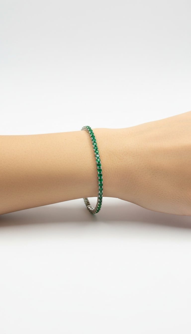 Bracciale Tennis in Argento 925 con Zirconi Verde Smeraldo - immagine 4